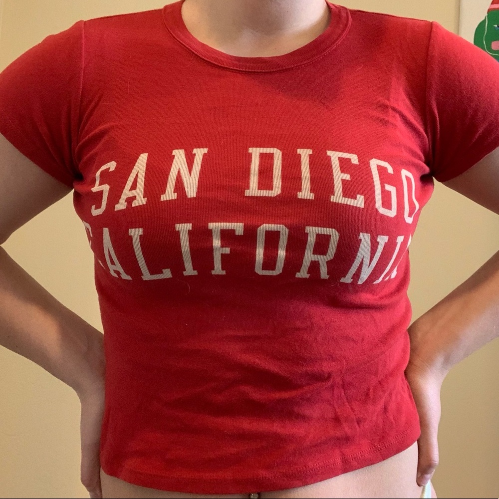 Cropped red san diego t-shirt